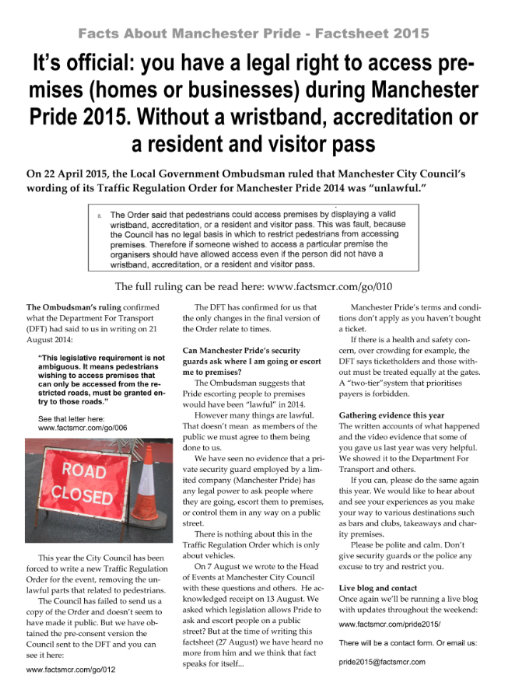 Factsheet for 2015 from Facts About Manchester Pride