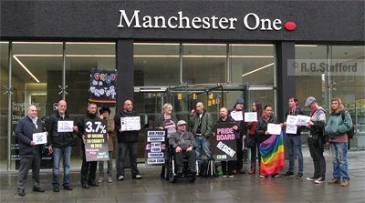 A protest outside Manchester Pride headquarters by the campaign group Facts About Manchester Pride in 2013