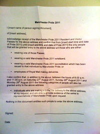 Manchester Pride's letter to residents in 2011