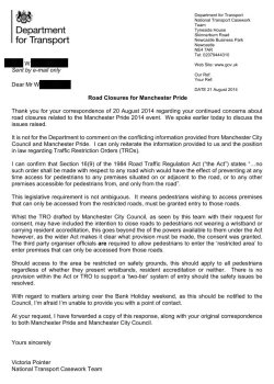 letter from the Department For Transport